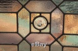 1920s Double Panel Framed Stained Glass Window Fits Spanish Revival Tudor (9853)