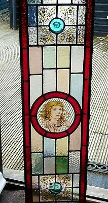 1930 Stained Glass Door Panels Or Sidelights Hand Painted Classic Maidens