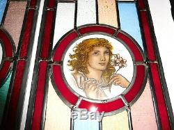 1930 Stained Glass Door Panels Or Sidelights Hand Painted Classic Maidens