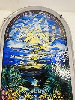 1992 Glassmaster Louis Comfort Reproductionpalms Stained Glass Panel Stunning