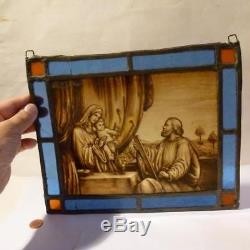 19thC Painted & Stained Glass RELIGIOUS Panel Really Fine Quality Painting
