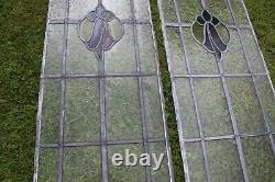 2 Antique/vintage Reclaimed Stained & Textured Glass Window Panels 43x 19 Inches