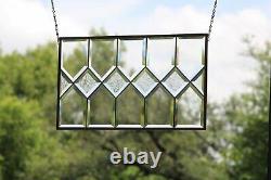 2 Available -Traditional Bevels Stained Glass Window Panel- 21 7/8x13