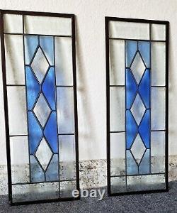 2 Blue's Beveled Stained Glass Window Panel, 2 Avail? 19 1/2 X 7 1/2