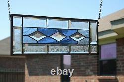 2 Blue's Beveled Stained Glass Window Panel, 2 Avail? 19 1/2 X 7 1/2