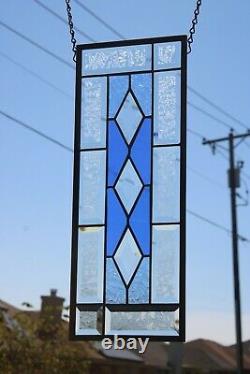 2 Blue's Beveled Stained Glass Window Panel, 2 Avail. 19 1/2 X 7 1/2