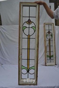 2 English leaded light stained glass window panels. R767h. DELIVERY