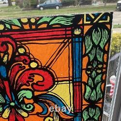 2 Faux Stained Glass window insert panel Florescent Light Covers 23.75 x 43.75