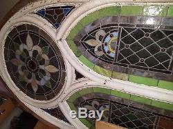 2 Large Catholic Church Jeweled Stained Glass Panels Unknown Origin Excellent