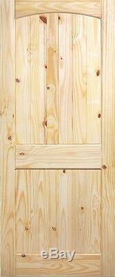 2 Panel Arch Top V-groove Knotty Pine Stain Grade Solid Core Interior Wood Doors