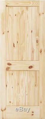 2 Panel Square V-groove Knotty Pine Stain Grade Solid Core Interior Wood Doors