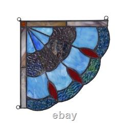 2 Stained Glass Corner Window Panels Handcrafted Victorian Design Tiffany Style