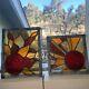 2 Sunburst Stain Glass Window Hangers