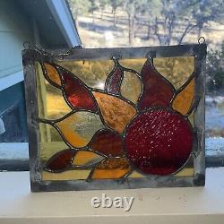 2 Sunburst Stain Glass Window Hangers