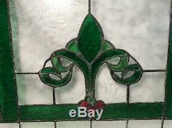2 Victorian Antique Stained Glass Window Panels Old Art & Craft Chicago Bungalow