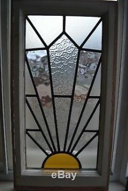 2 art deco stained glass leaded light window panels. R871 DELIVERY OPTIONS