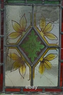 2 leaded light stained glass window panels for restoration/parts. S1093