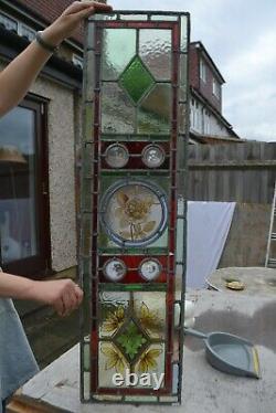 2 leaded light stained glass window panels for restoration/parts. S1093