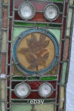 2 leaded light stained glass window panels for restoration/parts. S1093