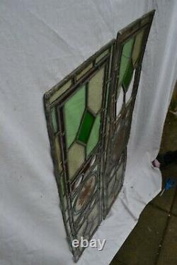 2 leaded light stained glass window panels for restoration/parts. S1093