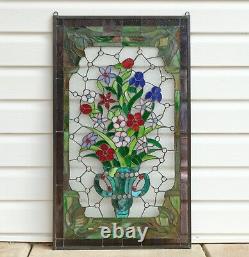 20.25 x 34.25 Flower Tiffany Style stained glass Jeweled window panel
