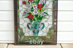 20.25 x 34.25 Flower Tiffany Style stained glass Jeweled window panel