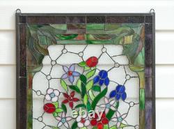 20.25 x 34.25 Flower Tiffany Style stained glass Jeweled window panel