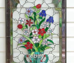 20.25 x 34.25 Flower Tiffany Style stained glass Jeweled window panel