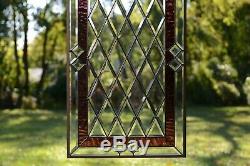 20.25 x 34.25 Stunning Handcrafted stained glass Clear Beveled window panel