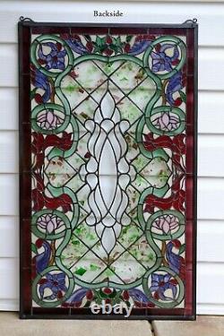 20.25W x 34H Handcrafted Beveled stained glass window panel