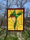 20.5 x 24.5Handcrafted stained glass window panel Hummingbird