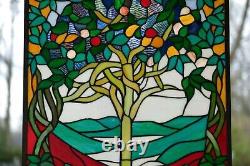 20.5 x 34.25 Large Handcrafted stained glass window panel Tree of Life WL832