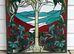 20.5 x 34.25 Large Handcrafted stained glass window panel Tree of Life WL832