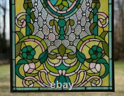 20.5 x 34.5 Large Handcrafted stained glass window panel Flowers
