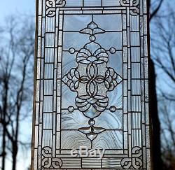 20.5 x 34.5 Stunning Handcrafted stained glass Clear Beveled window panel
