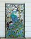 20.5 x 34.75 Handcrafted peacock flower stained glass window panel WL22-221