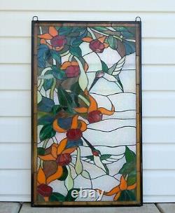 20.5 x 34.75 Handcrafted stained glass window panel Hummingbirds WL22-3044