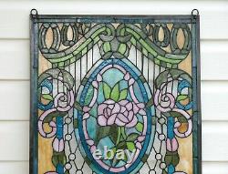 20.5 x 34.75 Large Handcrafted stained glass window panel Flowers WL2022321