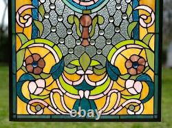 20.5 x 34.75 Large Handcrafted stained glass window panel Flowers WL2022321