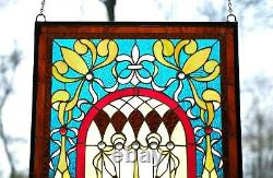 20.5 x 34.75 Large Handcrafted stained glass window panel WL040101