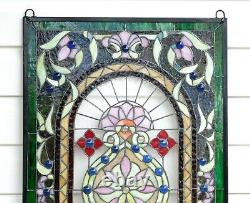 20.5 x 34.75 Large Handcrafted stained glass window panel WL22-154