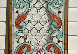 20.5W x 34.5H Handcrafted Jeweled stained glass window panel