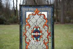 20.5W x 34.75H Handcrafted Jeweled stained glass window panel