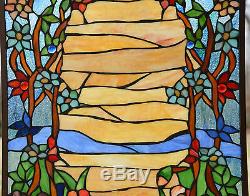 20.75 x 34.5 Tiffany Style stained glass window panel Orange Dawn in Valley