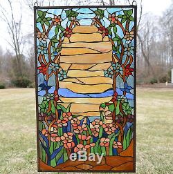 20.75 x 34.50 Tiffany Style stained glass window panel Desert Dawn