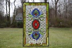 20.75 x 34.75 Stunning Decorative Jeweled Tiffany Style stained glass panel