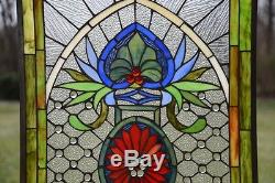 20.75 x 34.75 Stunning Decorative Jeweled Tiffany Style stained glass panel
