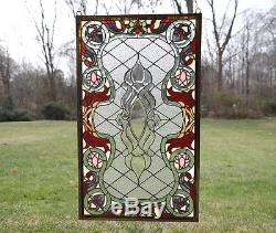 20.75 x 34.75 Stunning Jeweled Handcrafted stained glass panel