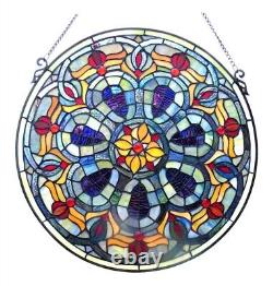 20 Tiffany Style Round Floral Victorian Sheilded Stained Glass Window Panel