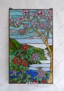20 X 33.5 Tiffany Style Stained Glass Window Panel Cherry Blossom glass HF229